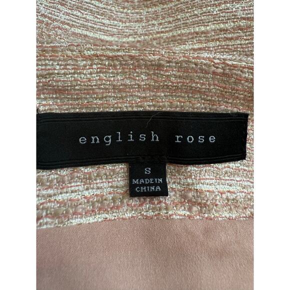 English Rose Women’s Blush Pink Tweed Skirt Studded Hem size Small - Picture 6 of 8